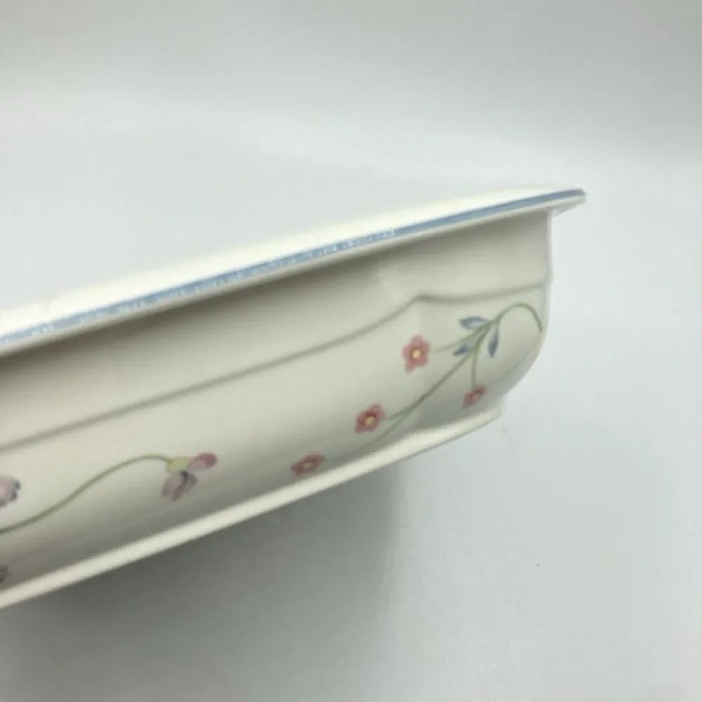 Vtg Villeroy & Boch Albertina 2 QT Square Microwave Baker w/ Lid W Germany #1748